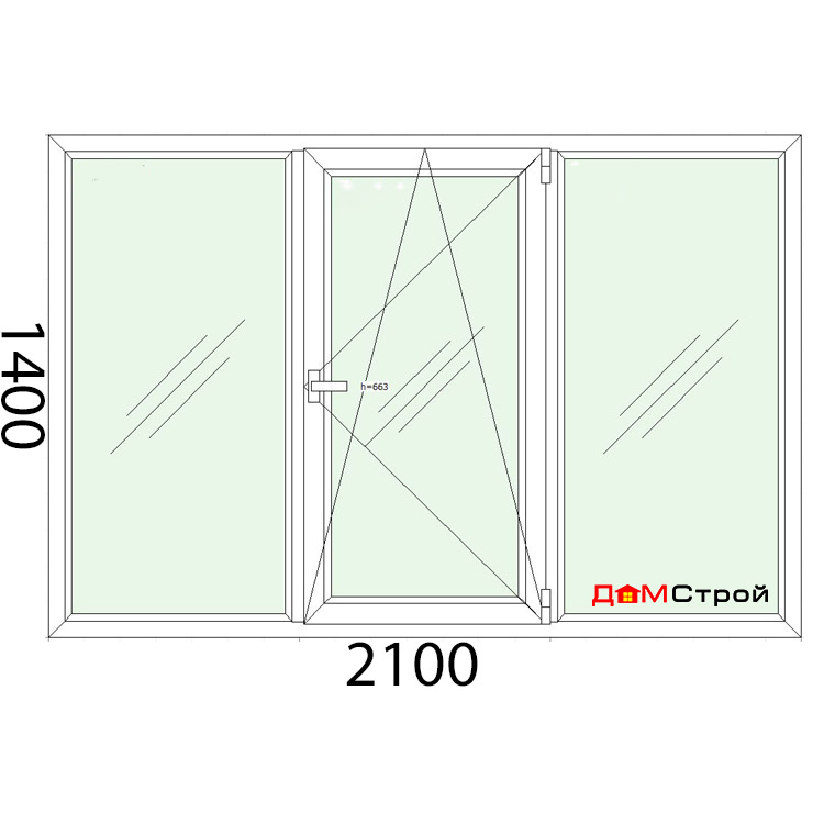 2100-1400 1 открывание в пластиковом окне